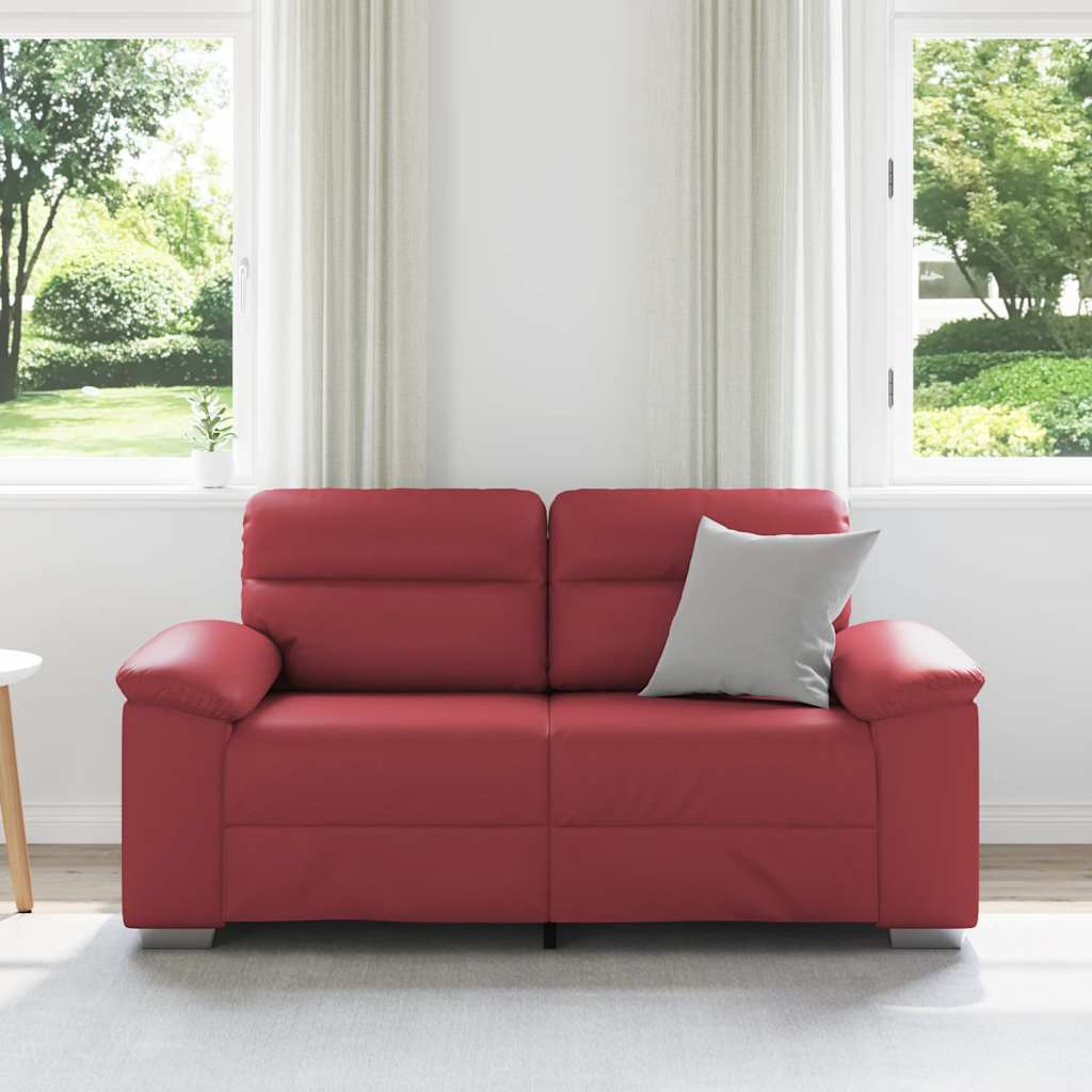 Sofa 2-osobowa w kolorze czerwonego wina 160x81x84 cm, skóra ekologiczna