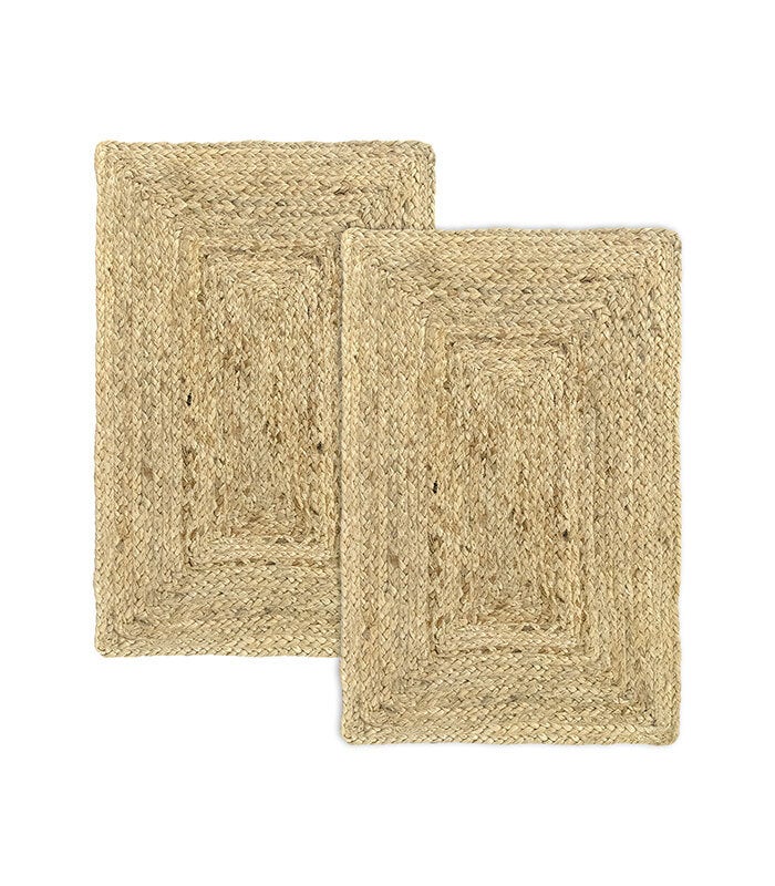 Hamid - Zestaw 2 małych dywanów ALHAMBRA 60x40cm z naturalnej juty - Dekoracja Do salonu, kuchni, przedpokoju, sypialni