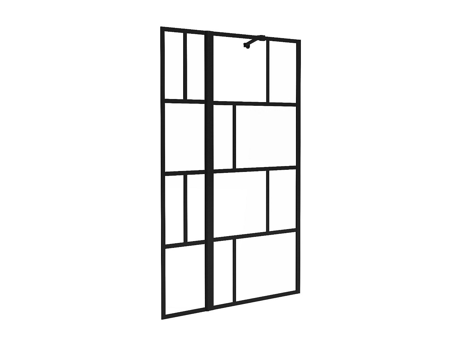Parawan nawannowy czarny mat w stylu industrialnym z ruchomym skrzydłem - 120 x 140 cm - OBELINI