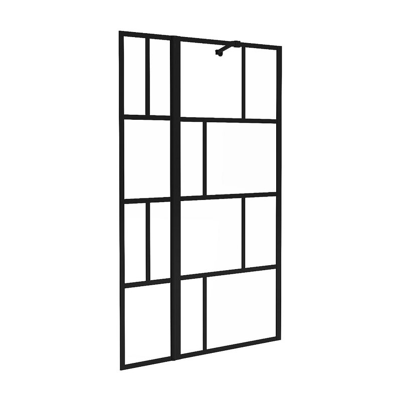 Parawan nawannowy czarny mat w stylu industrialnym z ruchomym skrzydłem - 120 x 140 cm - OBELINI