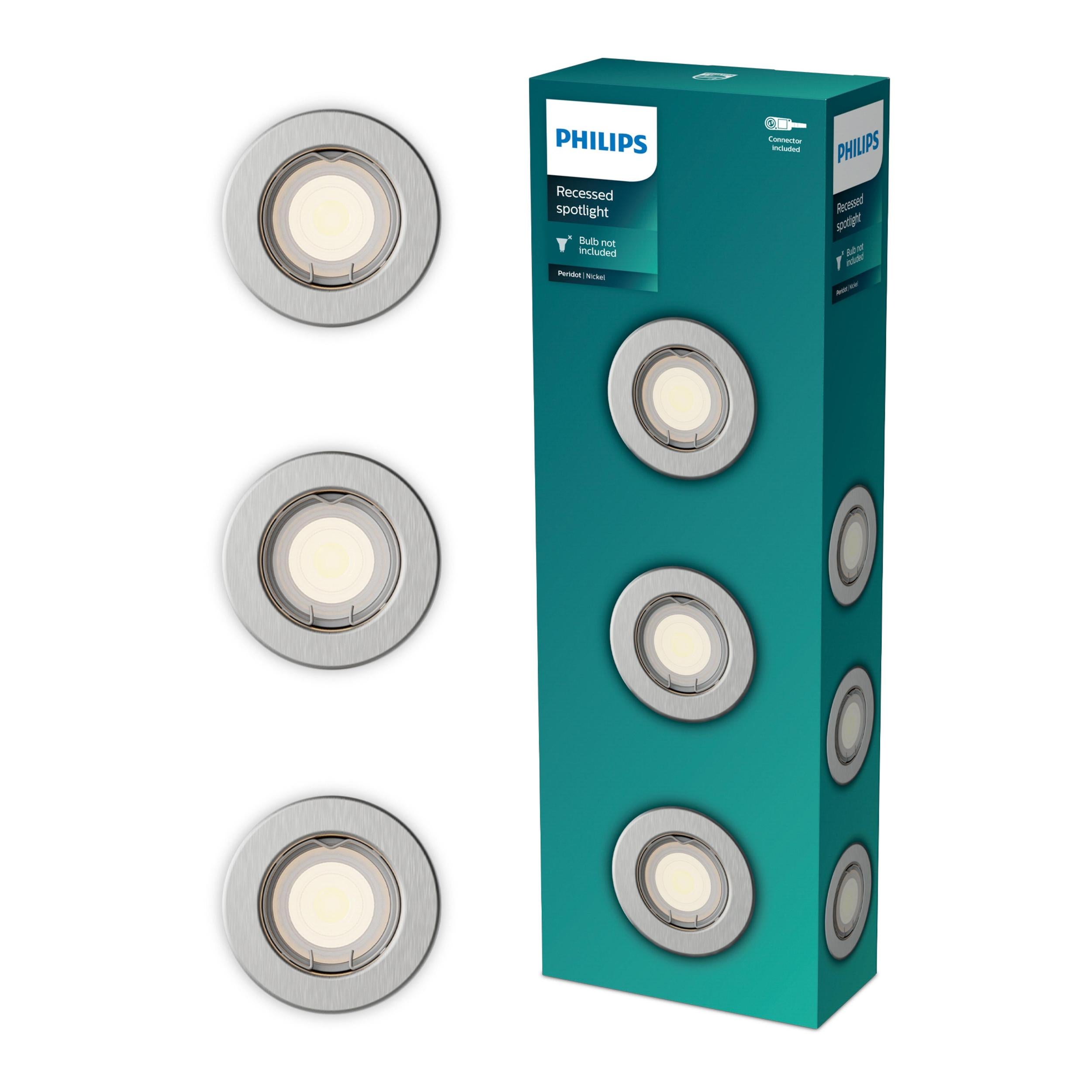 Oprawa Podtynkowa Wpuszczana LED GU10 Stała Aluminiowa Okrągła Nikiel Peridot Philips 3 szt.