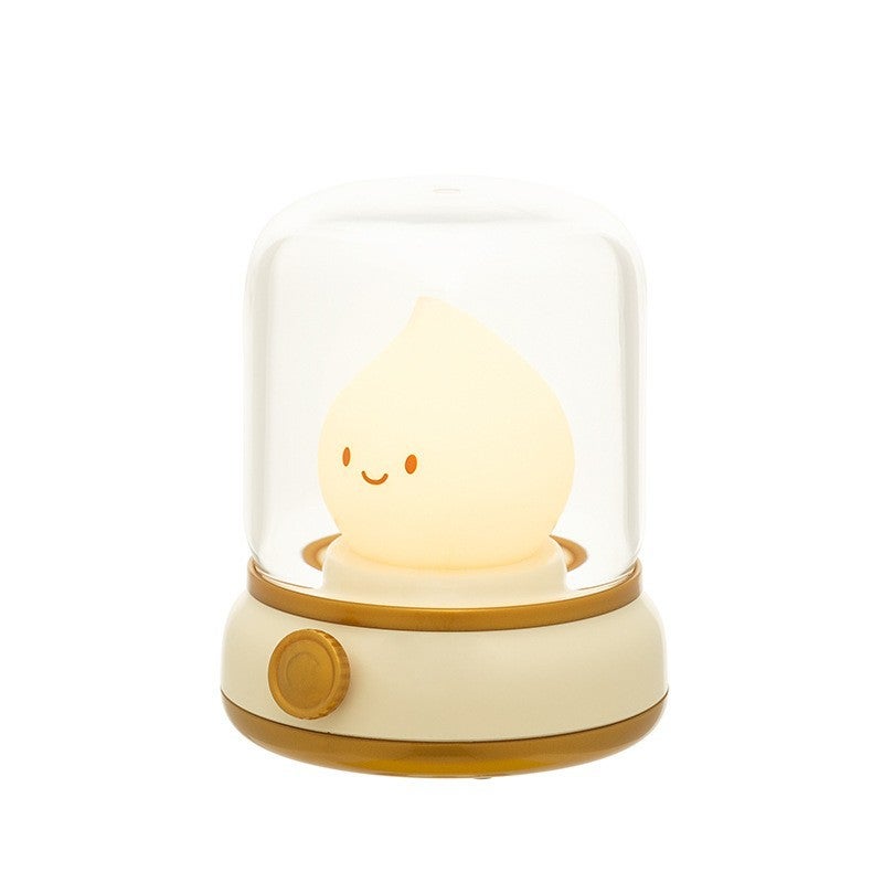 Urocza lampa naftowa ładowana przez USB, lampka nocna w stylu retro, lampka nocna ze ściemnianiem ciągłym dla ochrony oczu (żółta)