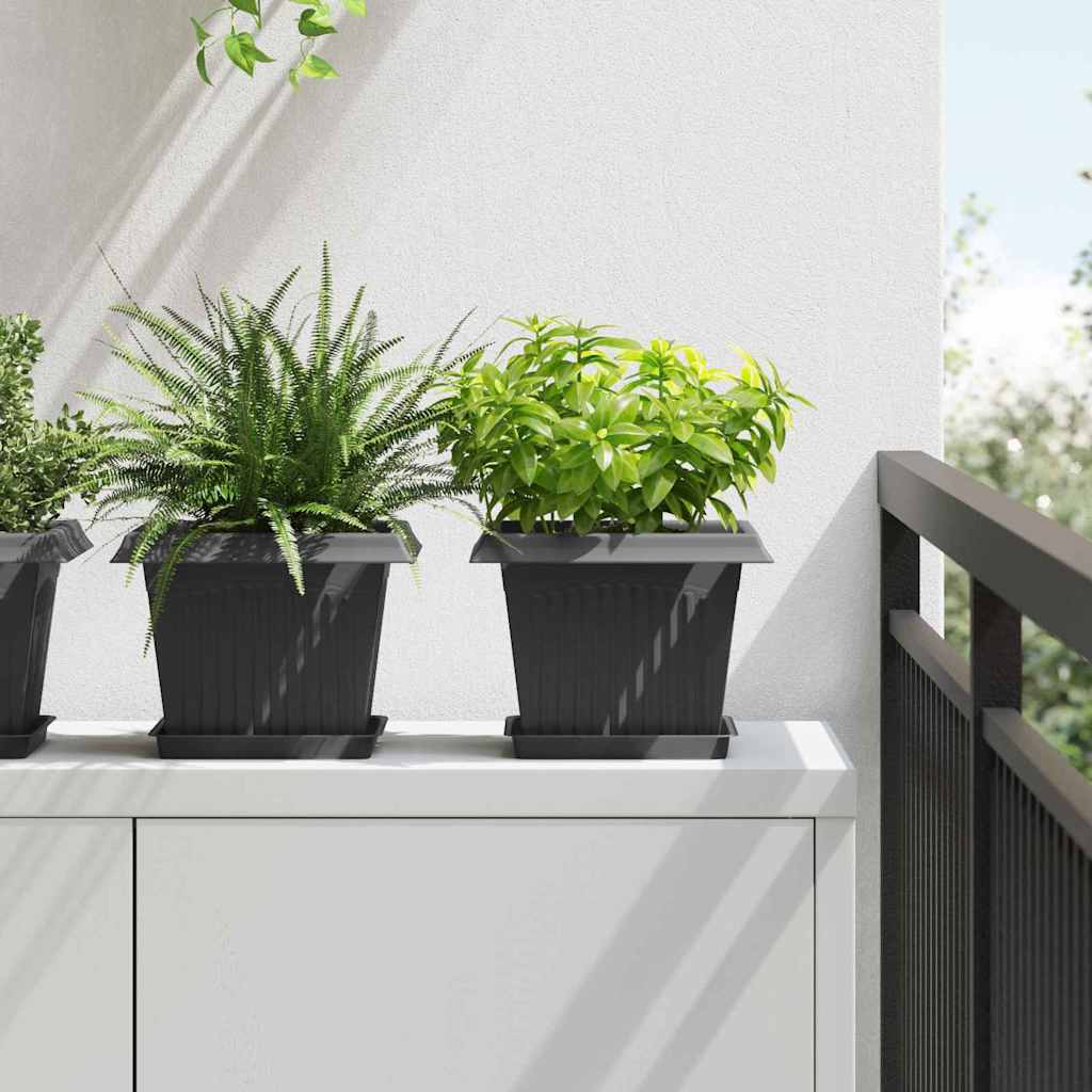 Doniczki 24 pcs Czarny 23 x 23 x 17,5 cm Z tworzywa sztucznego vidaXL