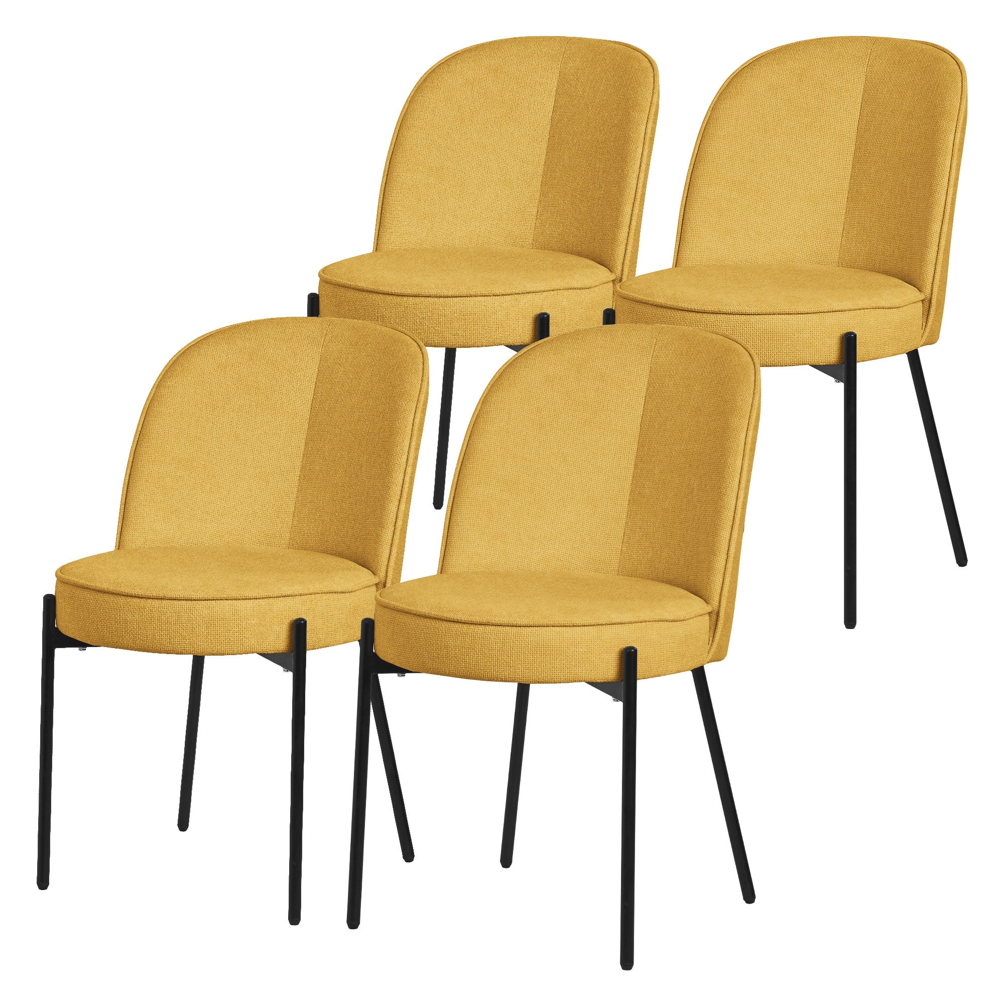 ML-Design krzesła okrągłe do jadalni zestaw 4 musztardowe tapicerowane fotele krzesła kuchenne ergonomiczne wygodne metalowe nogi styl nowoczesny