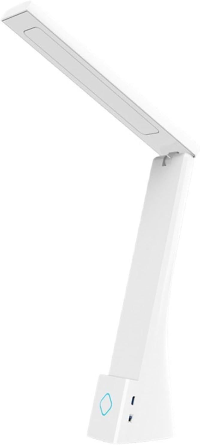 Składana lampka biurkowa LED z ochroną oczu, lampka biurkowa dotykowa o podwójnym zastosowaniu, ładowalna przez USB/zasilanie sieciowe, biała.