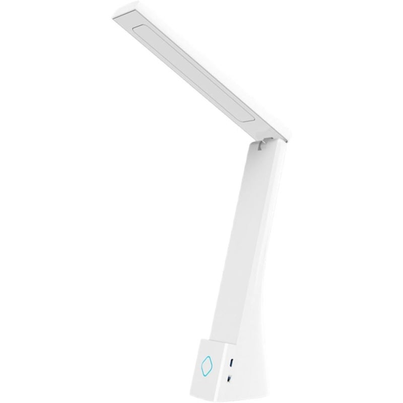 Składana lampka biurkowa LED z ochroną oczu, lampka biurkowa dotykowa o podwójnym zastosowaniu, ładowalna przez USB/zasilanie sieciowe, biała.