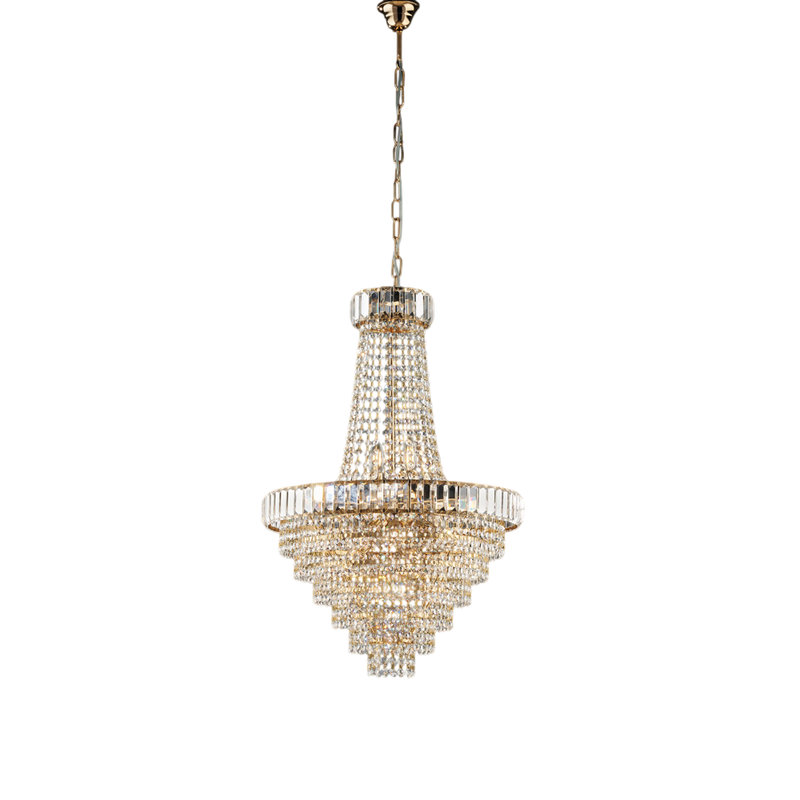 Lampadario in ferro e ottone dorato con strass 8 luci H.79 - MAX 129 - Ø51
