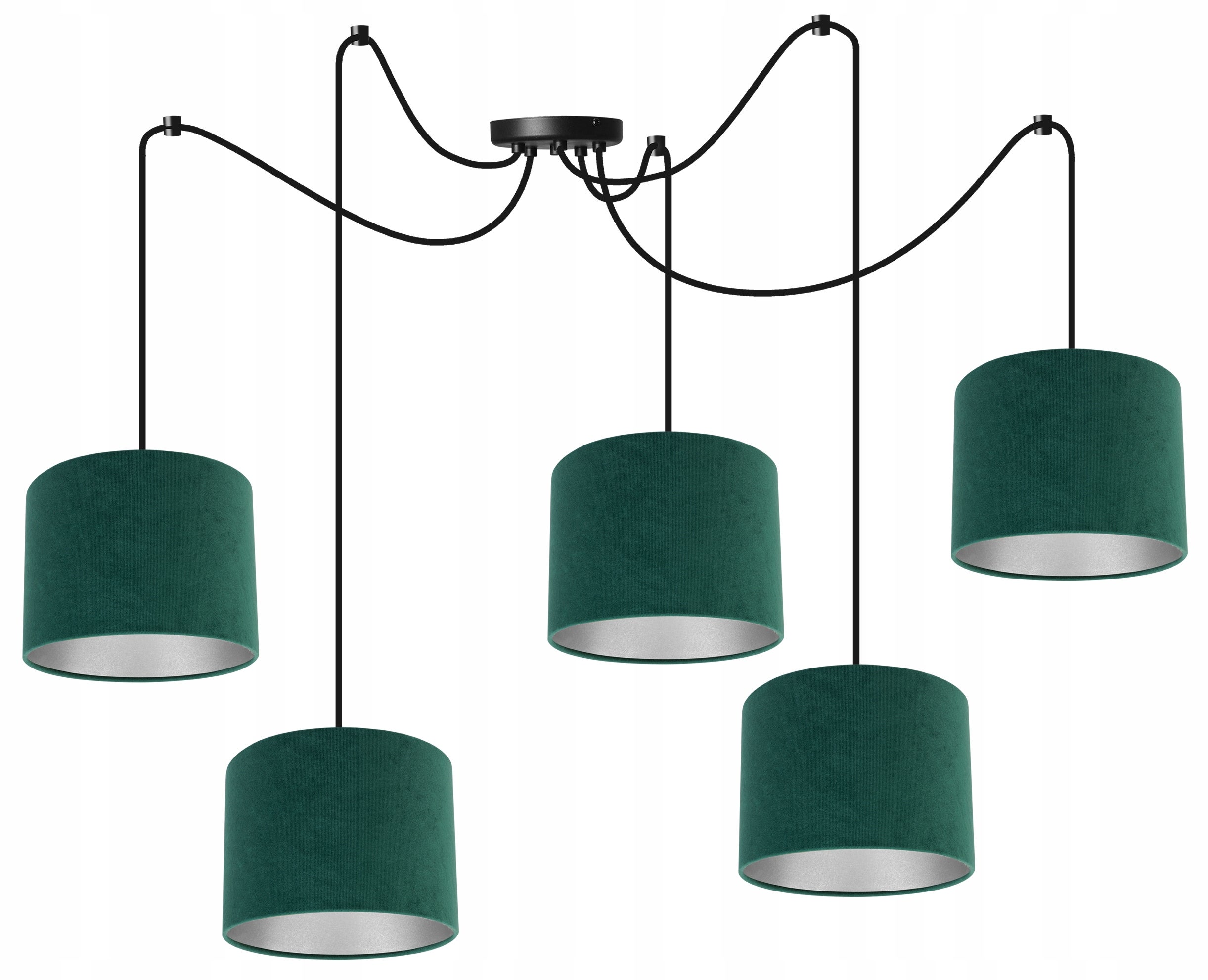 Lampa sufitowa wisząca Light Home LH Spider Milan 5x E27 abażur owalny zielony elegancka