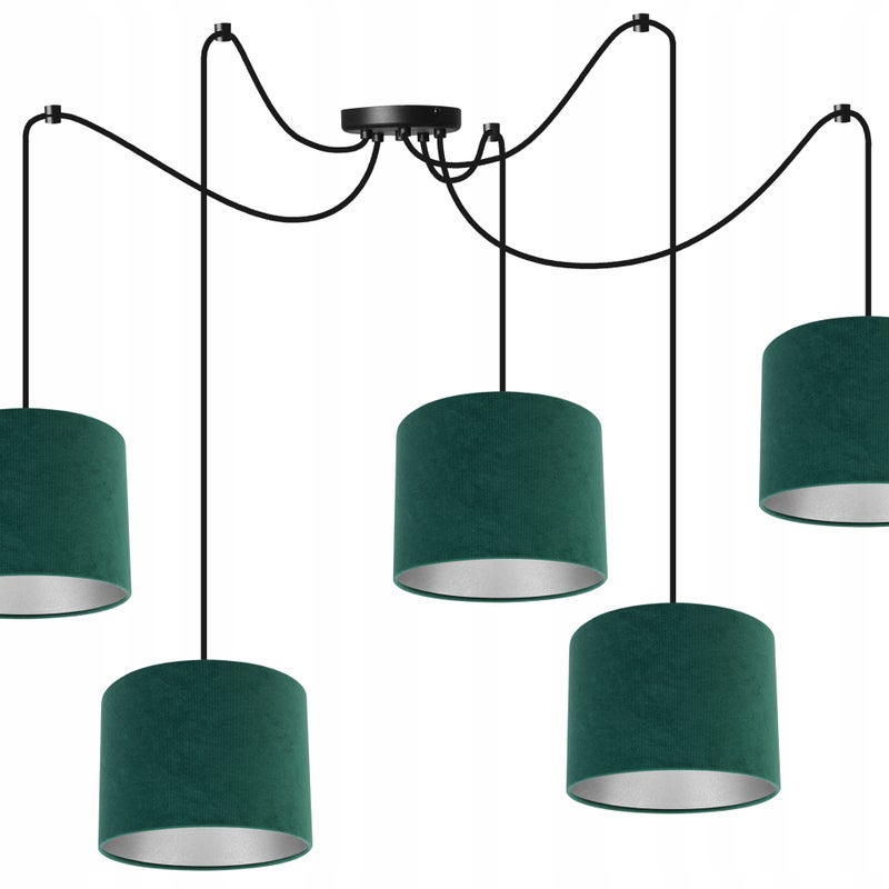 Lampa sufitowa wisząca Light Home LH Spider Milan 5x E27 abażur owalny zielony elegancka