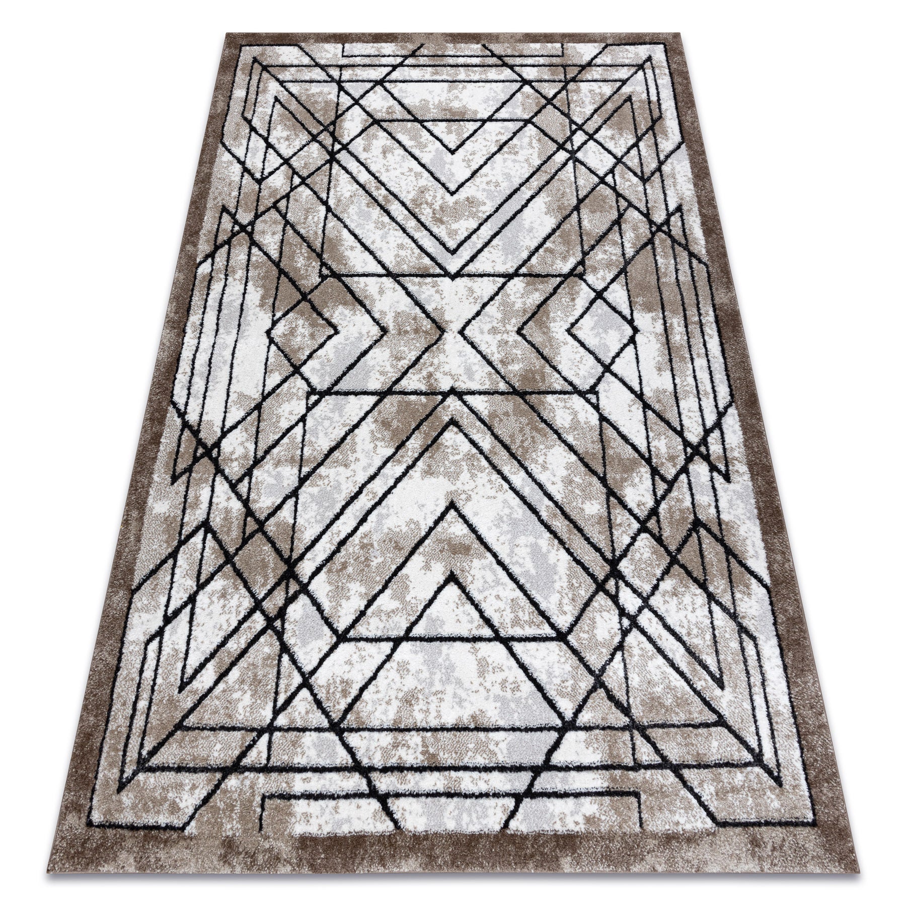 Dywan nowoczesny COZY Tico, geometryczny - Strukturalny, dwa poziomy runa brązowy 140x190 cm