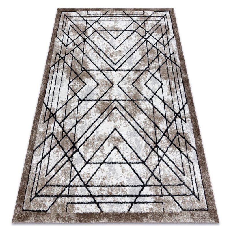Dywan nowoczesny COZY Tico, geometryczny - Strukturalny, dwa poziomy runa brązowy 140x190 cm