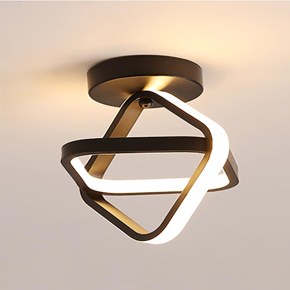 Nowoczesna lampa sufitowa LED – Kreatywny, podwójnie kwadratowy design – Czarny, odpowiedni do korytarzy, salonów, sypialni, kuchni i biur (światło t
