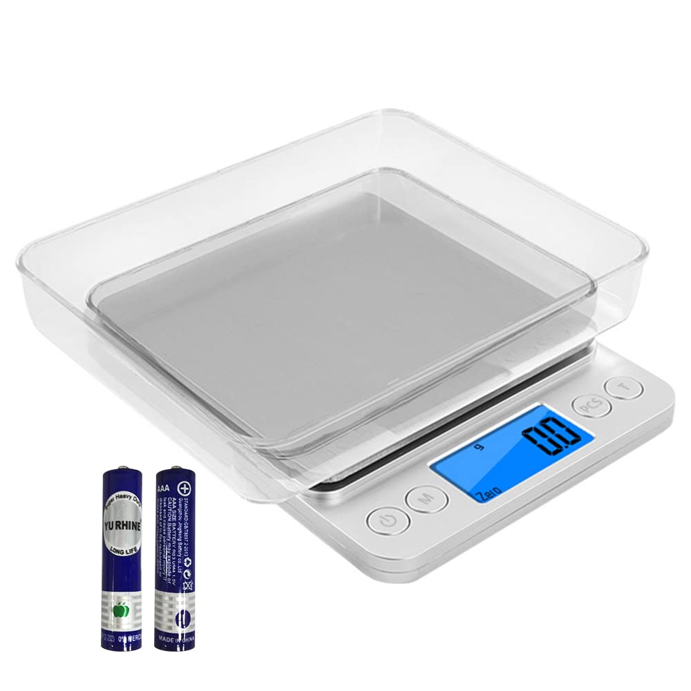 Waga kuchenna 0,1 g, mini waga cyfrowa, waga precyzyjna, przenośna waga elektroniczna, waga spożywcza, waga jubilerska, waga kieszonkowa, 2 platformy,