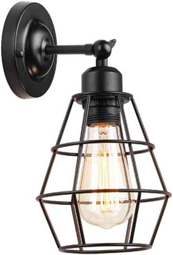 Kinkiet vintage E26, lampa przemysłowa z regulowanym gniazdem, styl rustykalny, metalowa klatka, lampa wewnętrzna retro (pojedyncze gniazdo)
