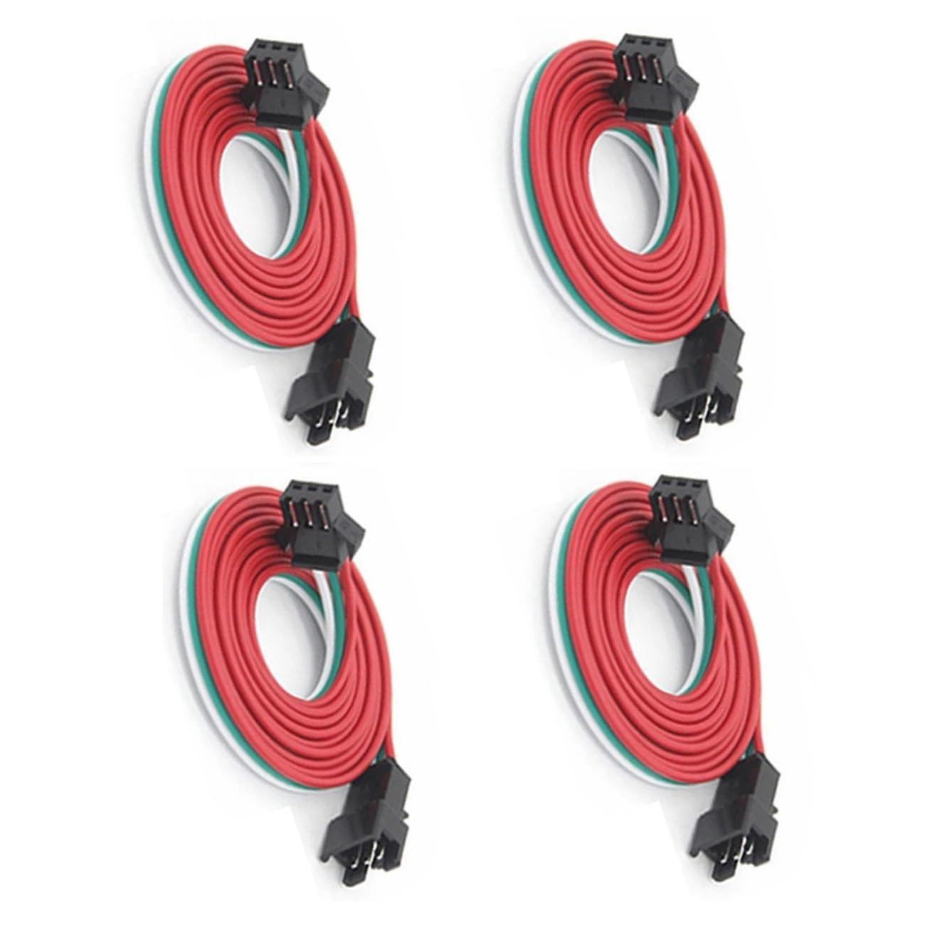 4 szt. 3-pinowy kabel przedłużający LED JST SM 3-pinowy 100 cm – złącze męskie/żeńskie bez lutowania do taśm LED WS2812B, oświetlenie nisko