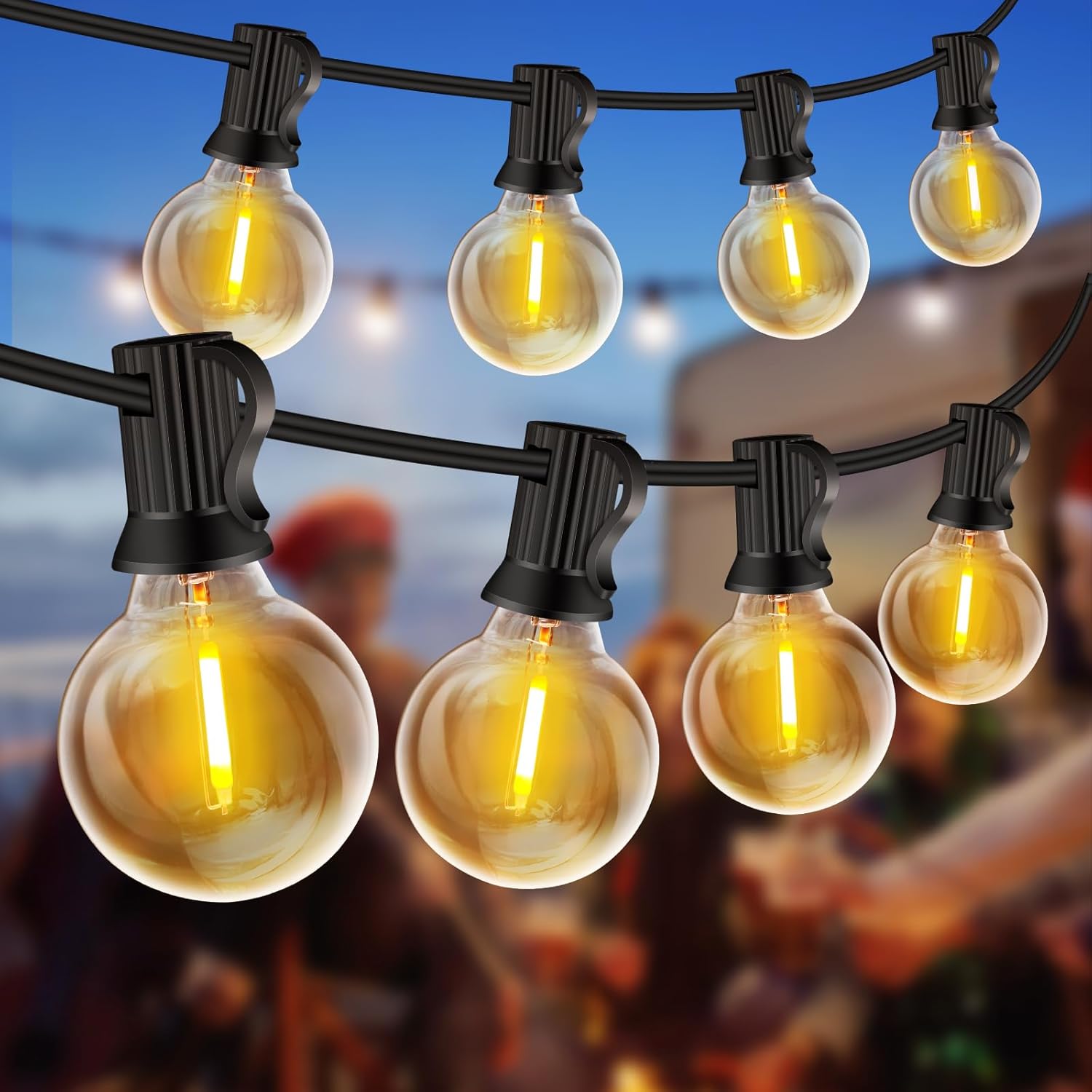 15-metrowe lampki solarne do użytku na zewnątrz, 25+1 żarówek, wodoodporne, idealne do ogrodu, domu, na imprezę lub festiwal