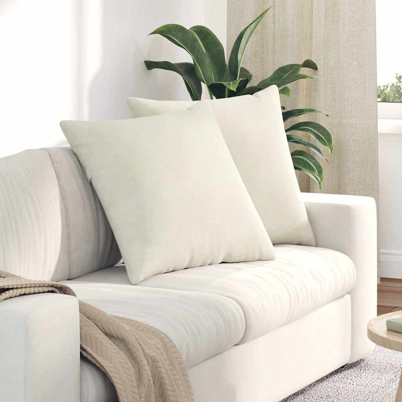 Poduszki na sofę 2 pcs Kremowy 80 x 80 cm Tkanina sztruksowa vidaXL