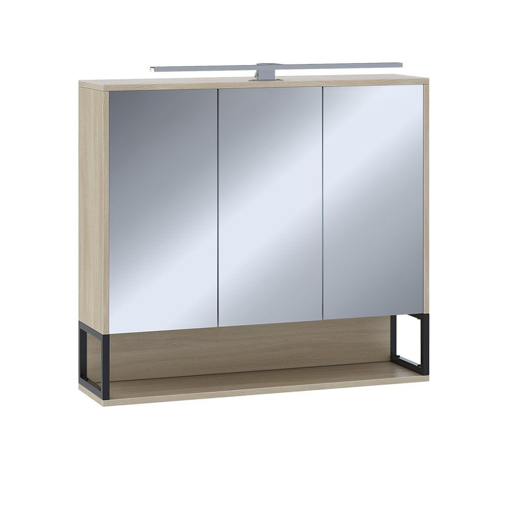Vicco Szafka łazienkowa z lustrem Vionna, Dąb/czarny, 80 x 71.5 cm z oświetleniem LED