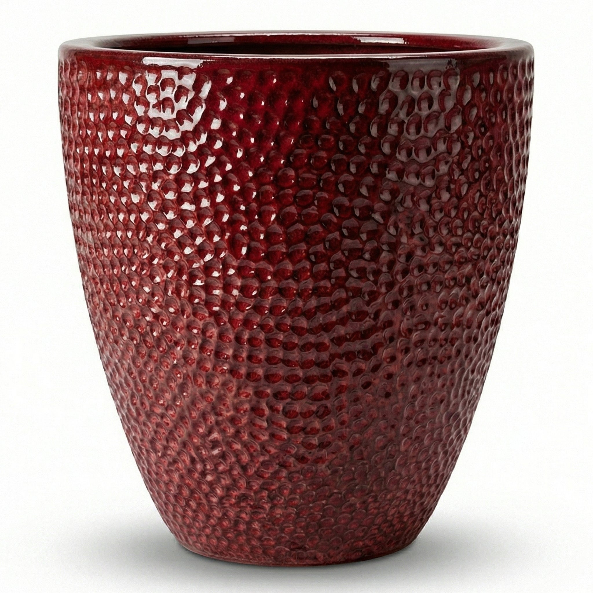 Donica ceramiczna Provencelia CIGALINE Czerwony, sred.26 x H28 cm, mrozoodporna, rękodzieło, szkliwiona
