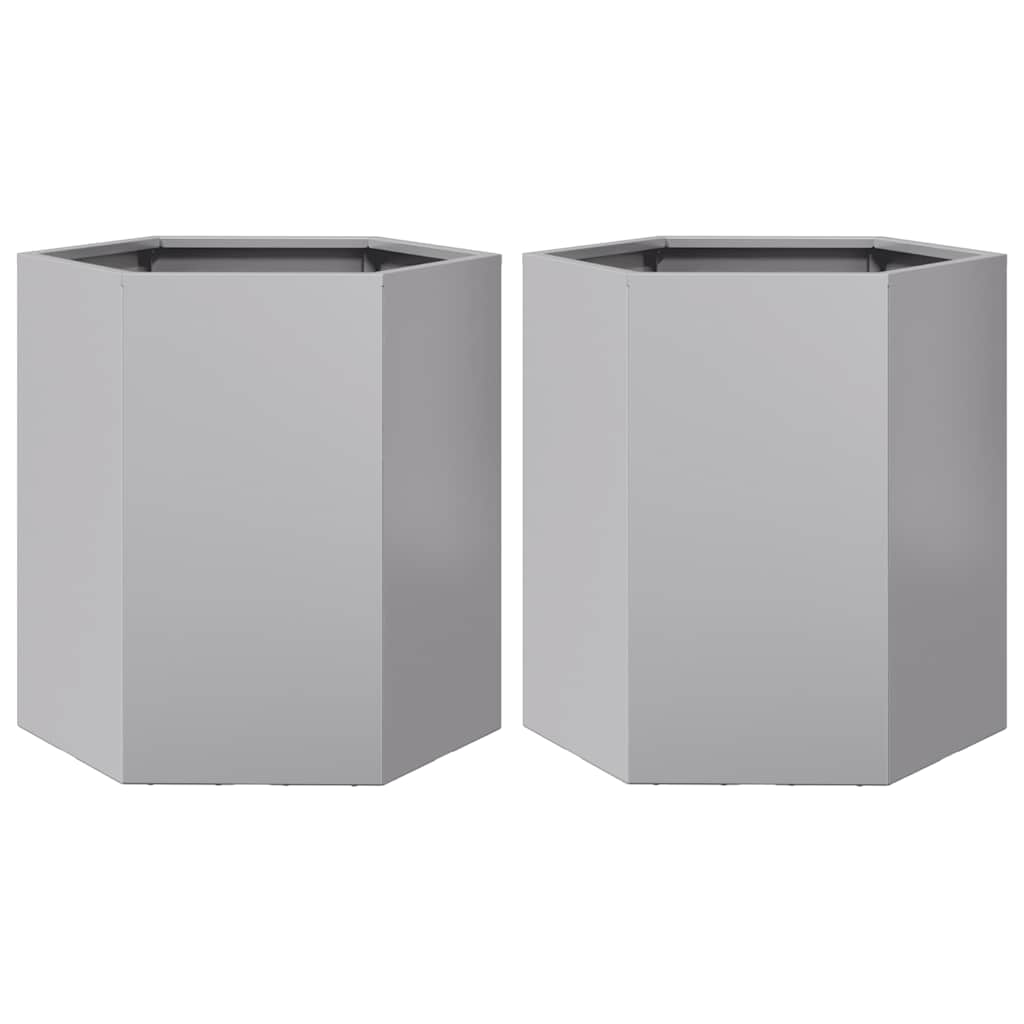 2x Donica Ogrodowa Metalowa Sześciokątna ze Stali Galwanizowanej