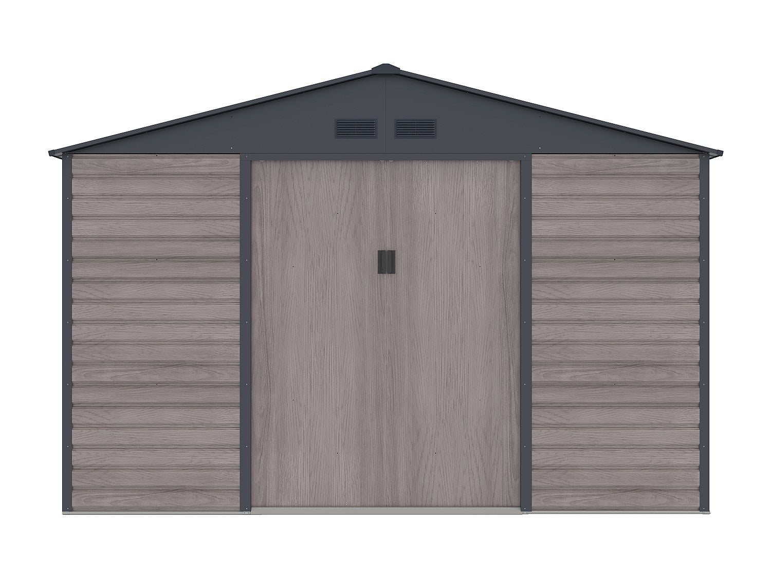 Metalowa wiata ogrodowa z ocynkowanej stali imitującej szare drewno 13,12 m² ADELMO
