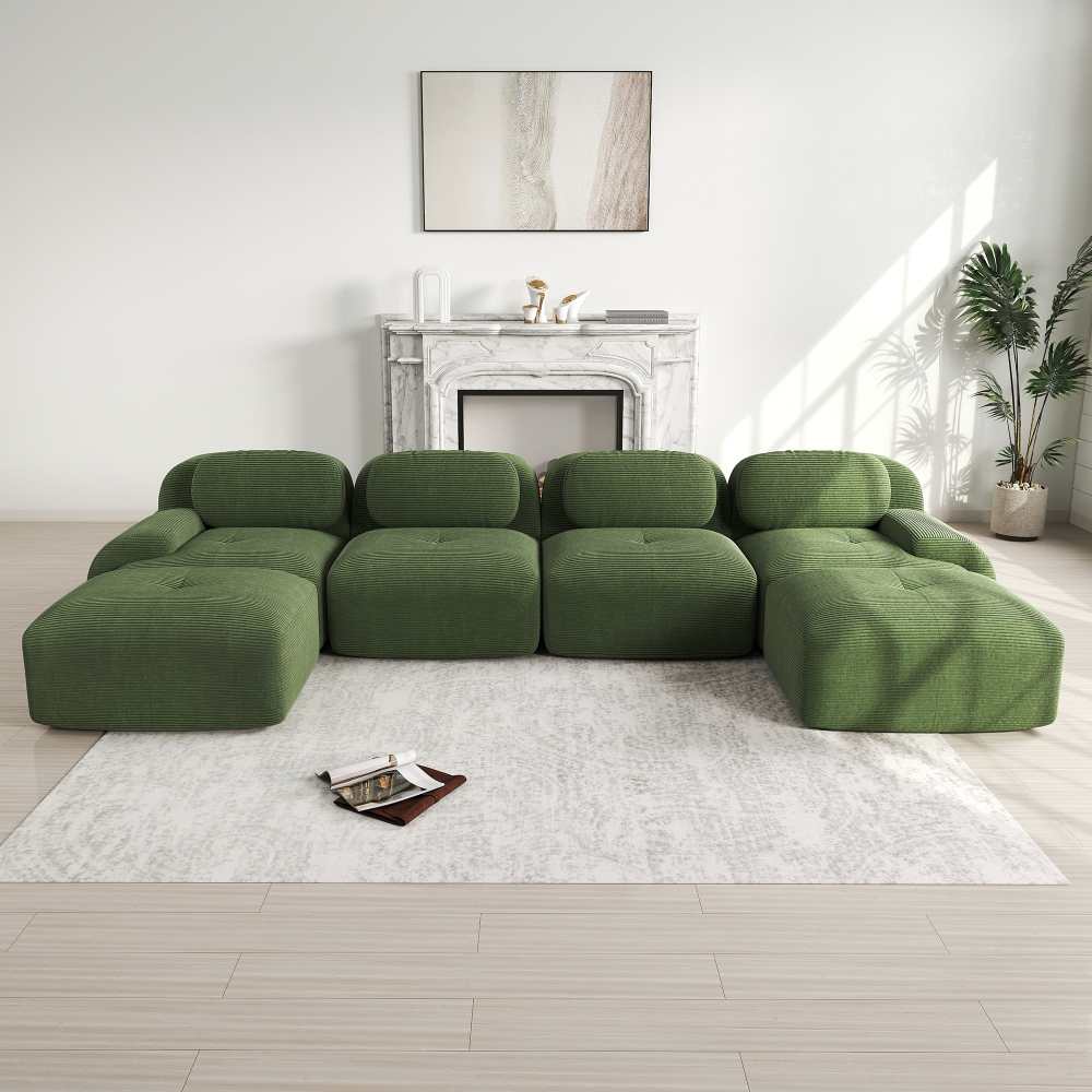 Modułowa sofa w kształcie litery U, nie wymaga montażu, oddychająca tkanina welurowa, wysoka elastyczność, przyjazna dla zwierząt