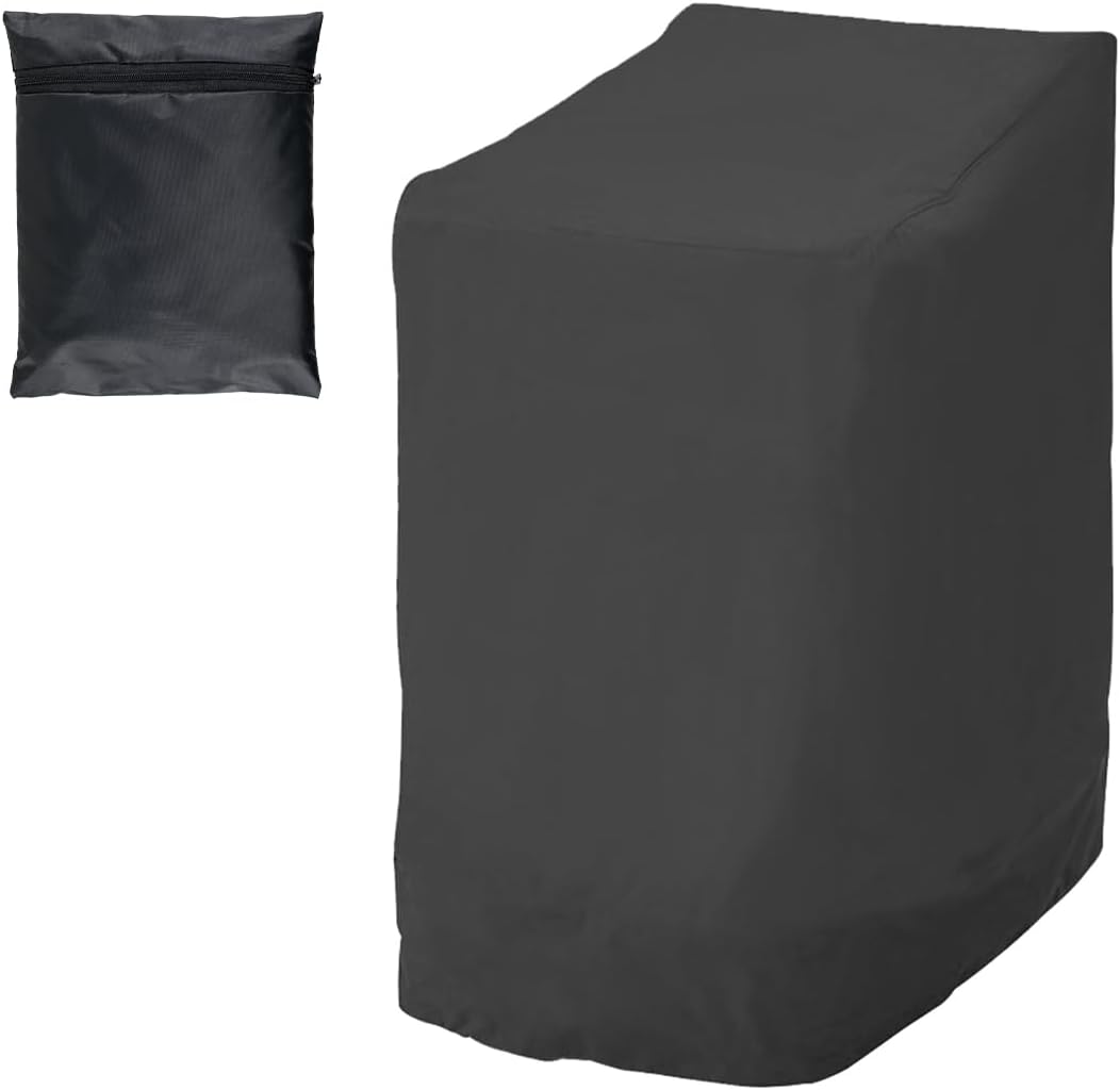 Pokrowiec na krzesła ogrodowe na 6 krzeseł sztaplowanych, wodoodporny i odporny na promieniowanie UV, tkanina Oxford 210D, 134 x 66 x 89 cm, czarny