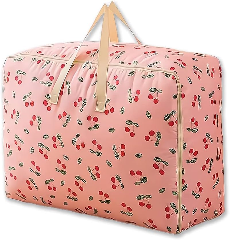 (Wiśniowy) Duża, odpinana torba do przechowywania 58x38x22CM z zamkiem błyskawicznym Torba do przechowywania pod łóżko – Duża torba na kołdry