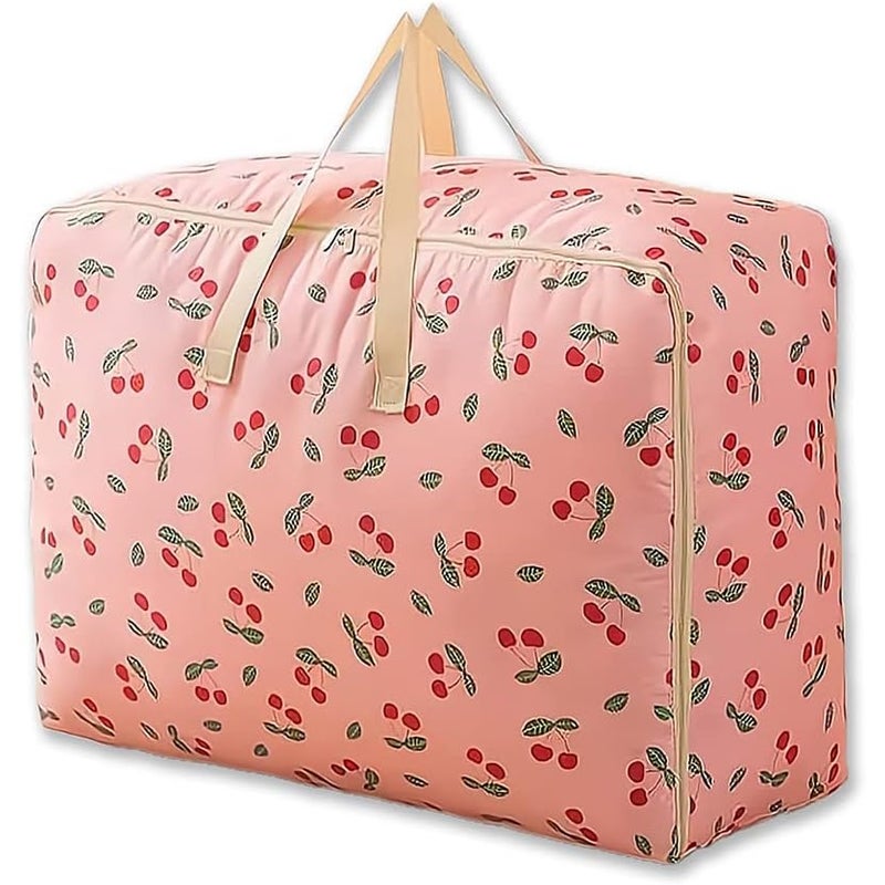 (Wiśniowy) Duża, odpinana torba do przechowywania 58x38x22CM z zamkiem błyskawicznym Torba do przechowywania pod łóżko – Duża torba na kołdry