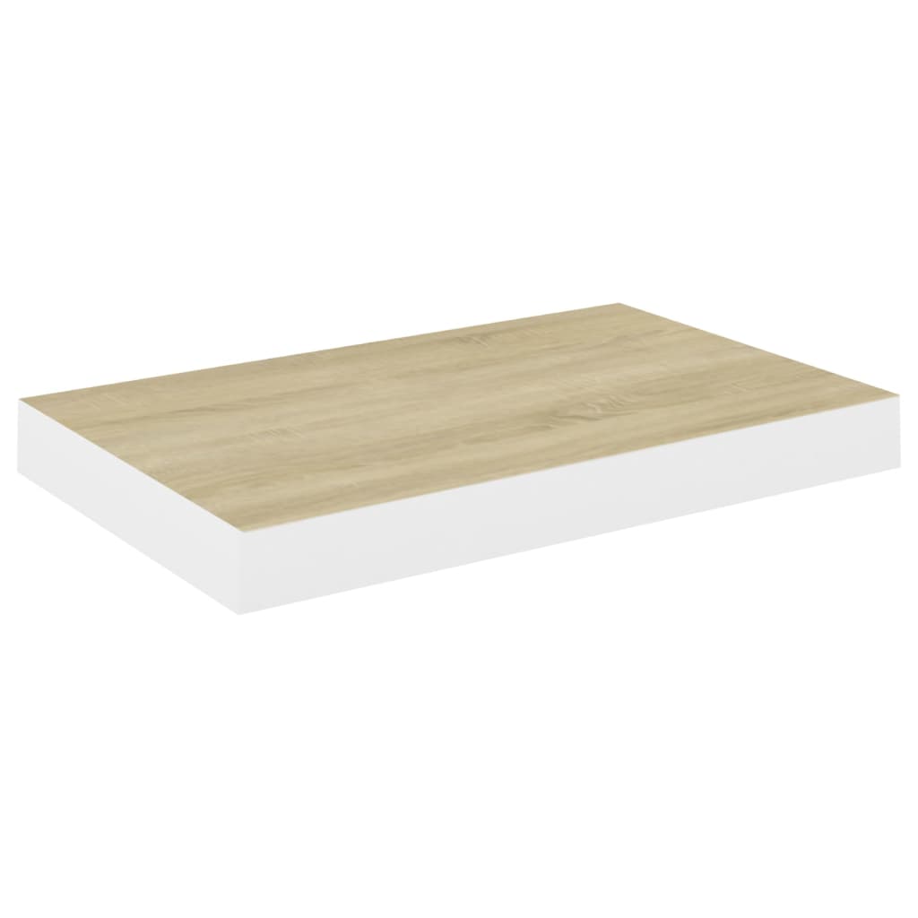 Półka ścienna wisząca MDF dąb i biały 40x23x3,8 cm