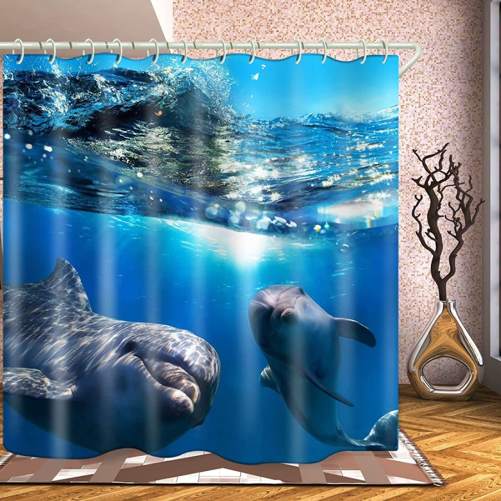 Zasłona prysznicowa cm zasłona prysznicowa Dolphin którą można prać w pralce odporna na pleśń i wodoodporna zasłona prysznicowa z haczykami