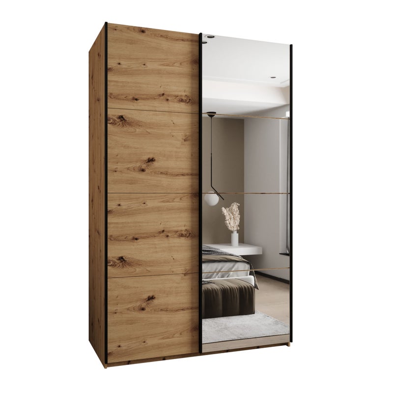 Szafa przesuwna wysoka Lux 3 160 x 64 x 245,5 cm artisan + artisan + u. czarny - Abiks Meble