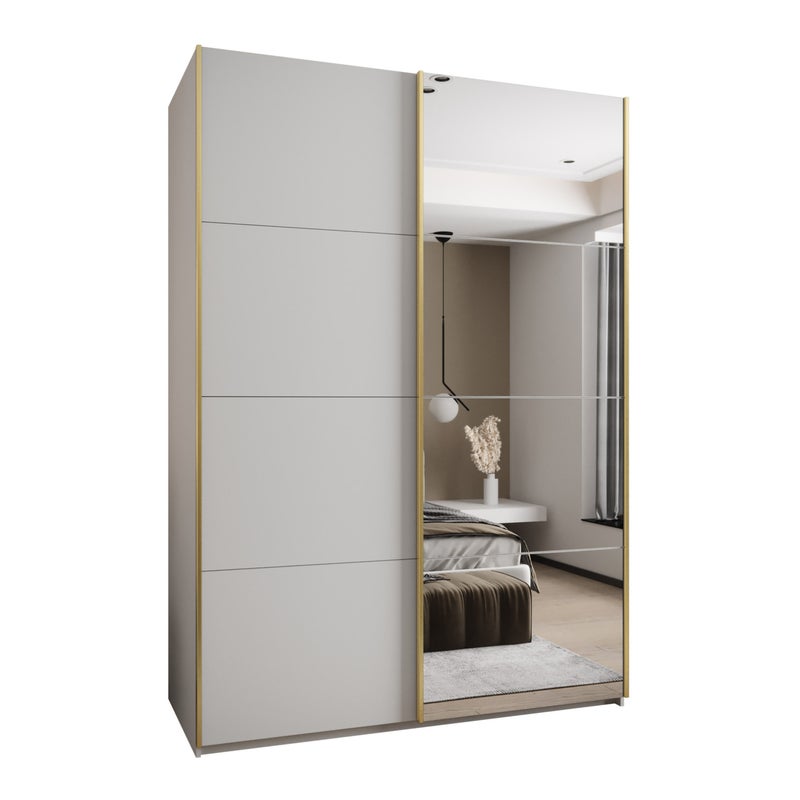 Szafa przesuwna wysoka Lux 3 170 x 64 x 245,5 cm biały + biały + u. złoty - Abiks Meble