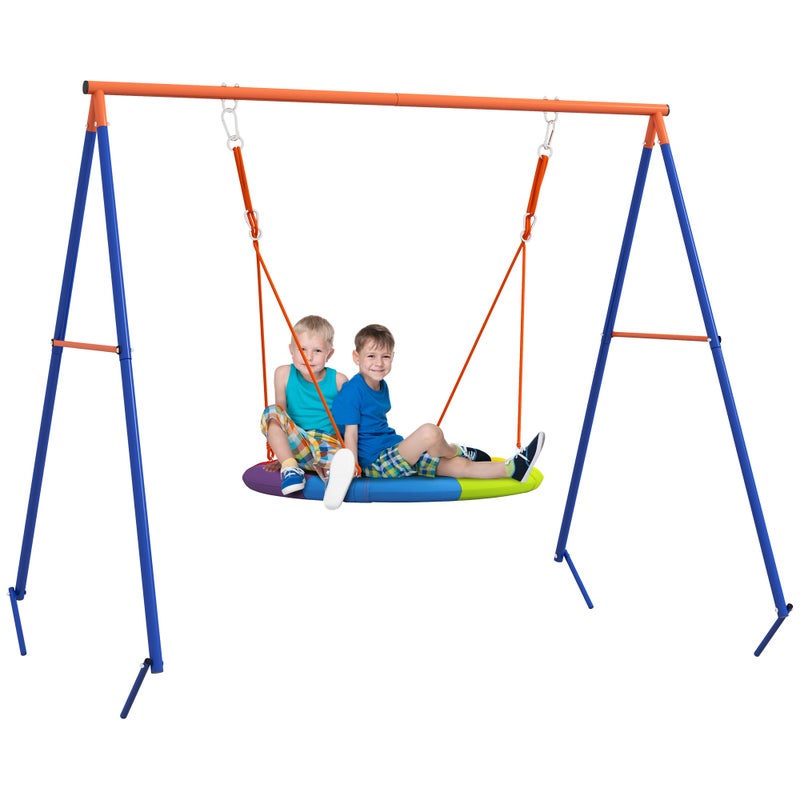 Metalowy zestaw huśtawek dla dzieci Nest Swing Seat z ramą w kształcie litery A do użytku na zewnątrz – wielokolorowy