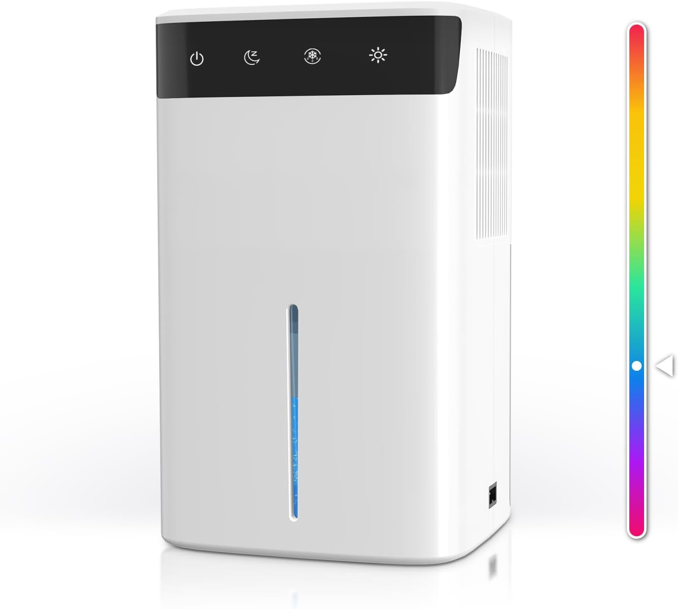 Elektryczny osuszacz powietrza 2,6 l – do piwnic, łazienek i sypialni o powierzchni do 32 m², cicha praca, diody LED RGB, automatyczne wyłączanie
