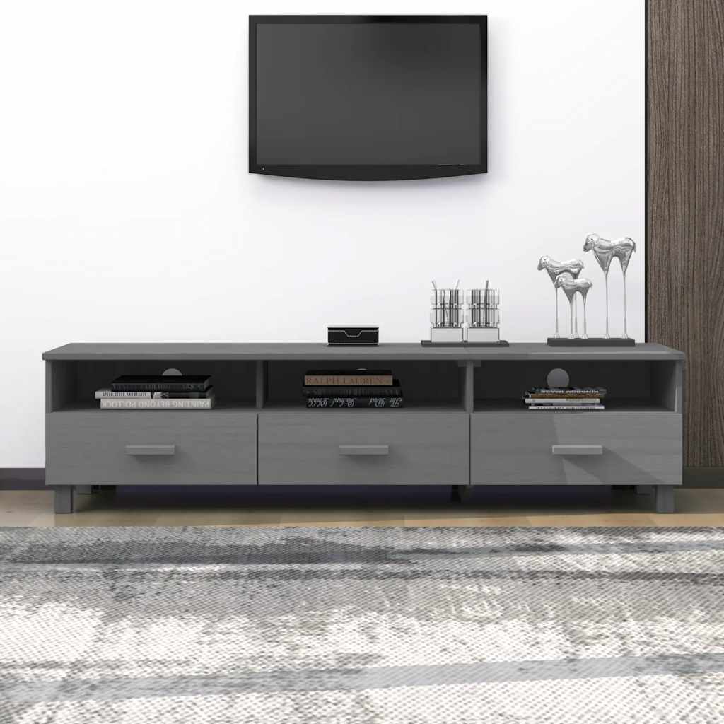 Szafka pod TV HAMAR, ciemnoszara, 158x40x40 cm, drewno sosnowe vidaXL