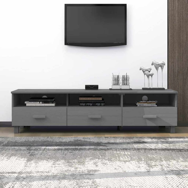 Szafka pod TV HAMAR, ciemnoszara, 158x40x40 cm, drewno sosnowe vidaXL