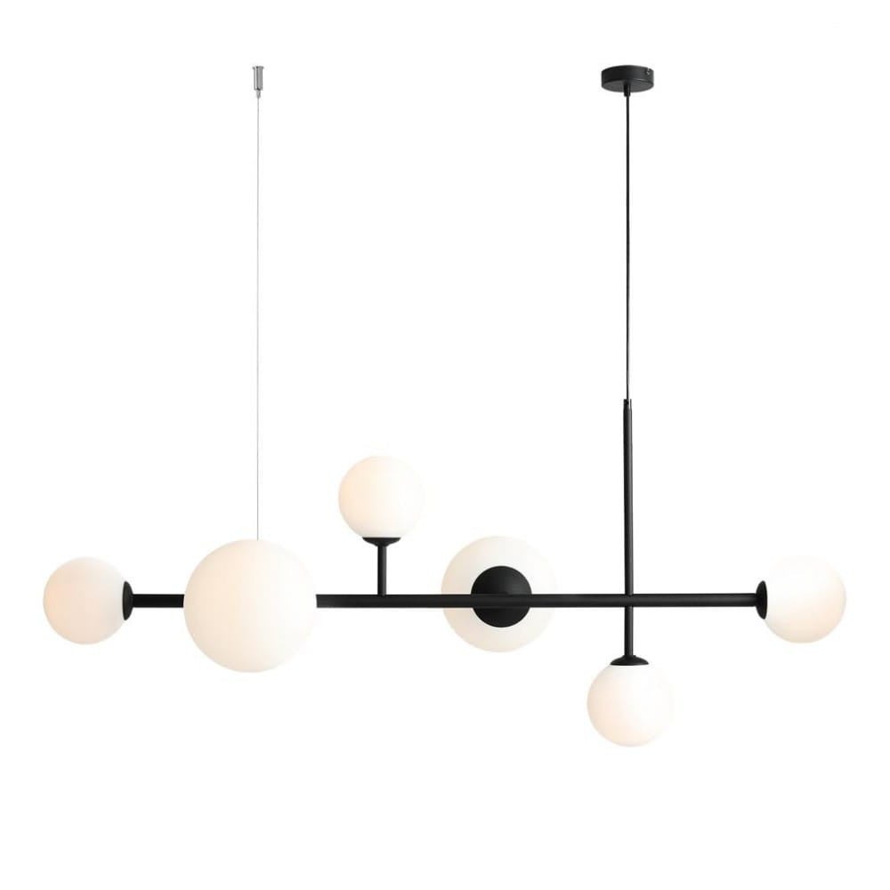 Lampa wisząca Dione czarno-biała 6xE14 / E27x15W wym: 110 x 130 x 62 cm szkło Aldex