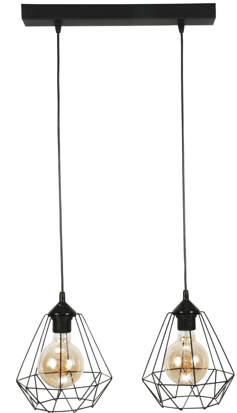 Lampa wisząca czarna loft industrialna do kuchni i jadalni TARIS 2xE27 Edylit