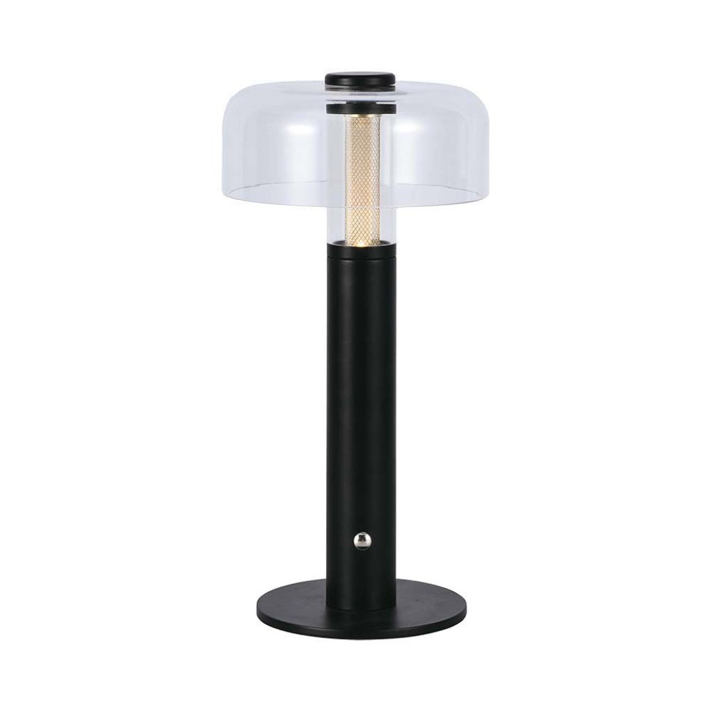 Lampa stołowa LED 1 W, czarna i przezroczysto-biała, ładowalna przez USB C, dotykowa, ściemnialna, 3 w 1