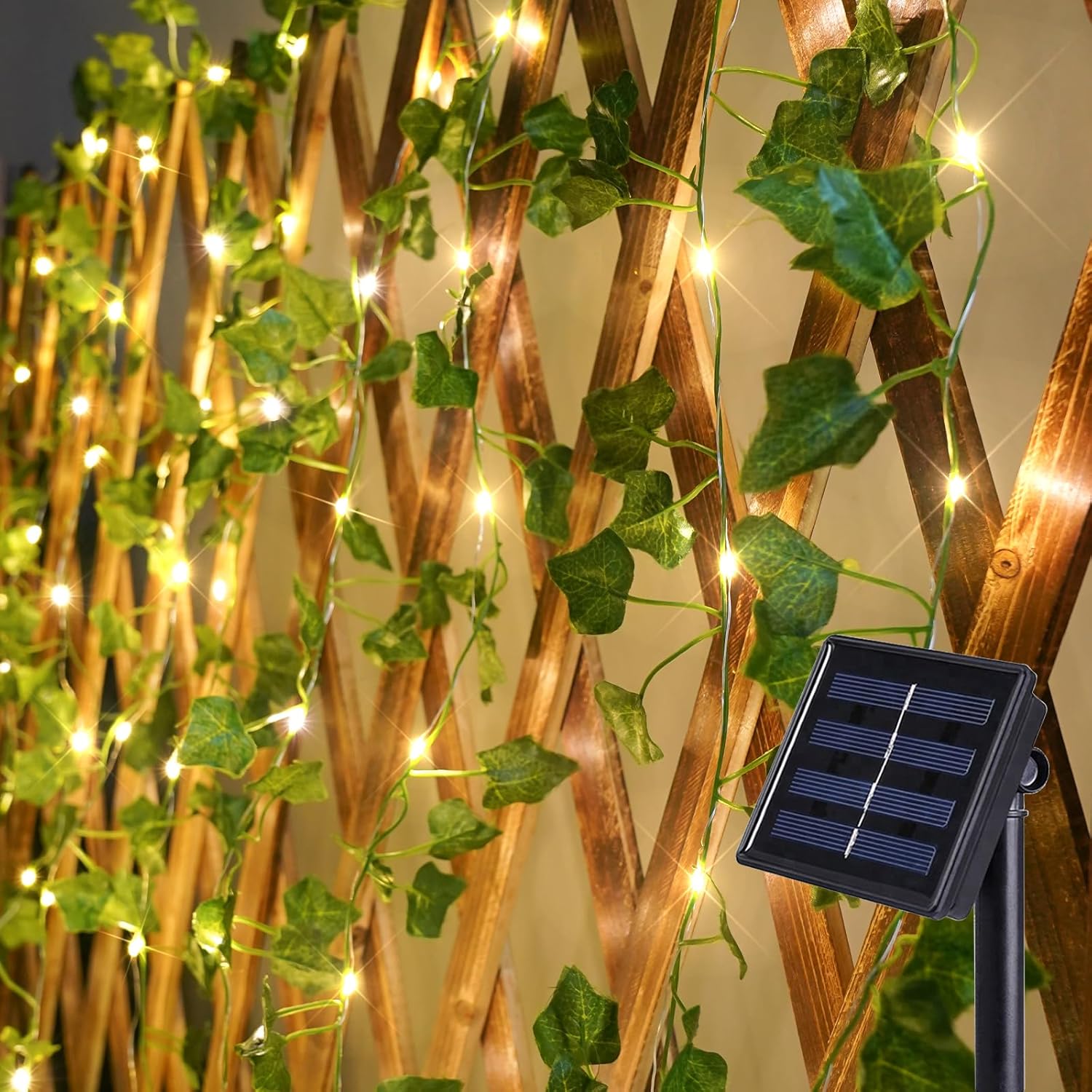 10-metrowy sznur świetlny imitujący winorośl, 100 diod LED, wodoodporny, do użytku na zewnątrz.