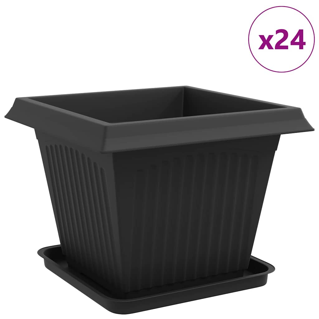 Doniczki 24 pcs Czarny 43 x 43 x 33,5 cm Z tworzywa sztucznego