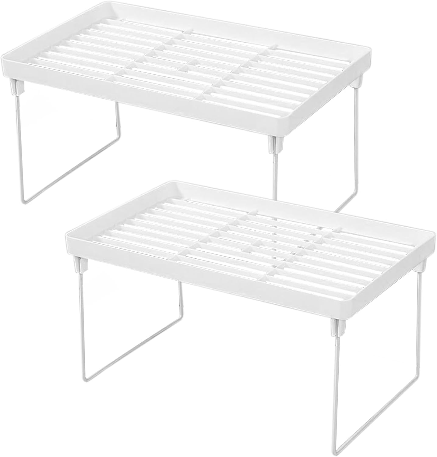 Zestaw 2 półek kuchennych, półek biurkowych, małych półek wolnostojących, rozkładanych i układanych w stosy, do organizacji domu i kuchni, 31,5*20*16