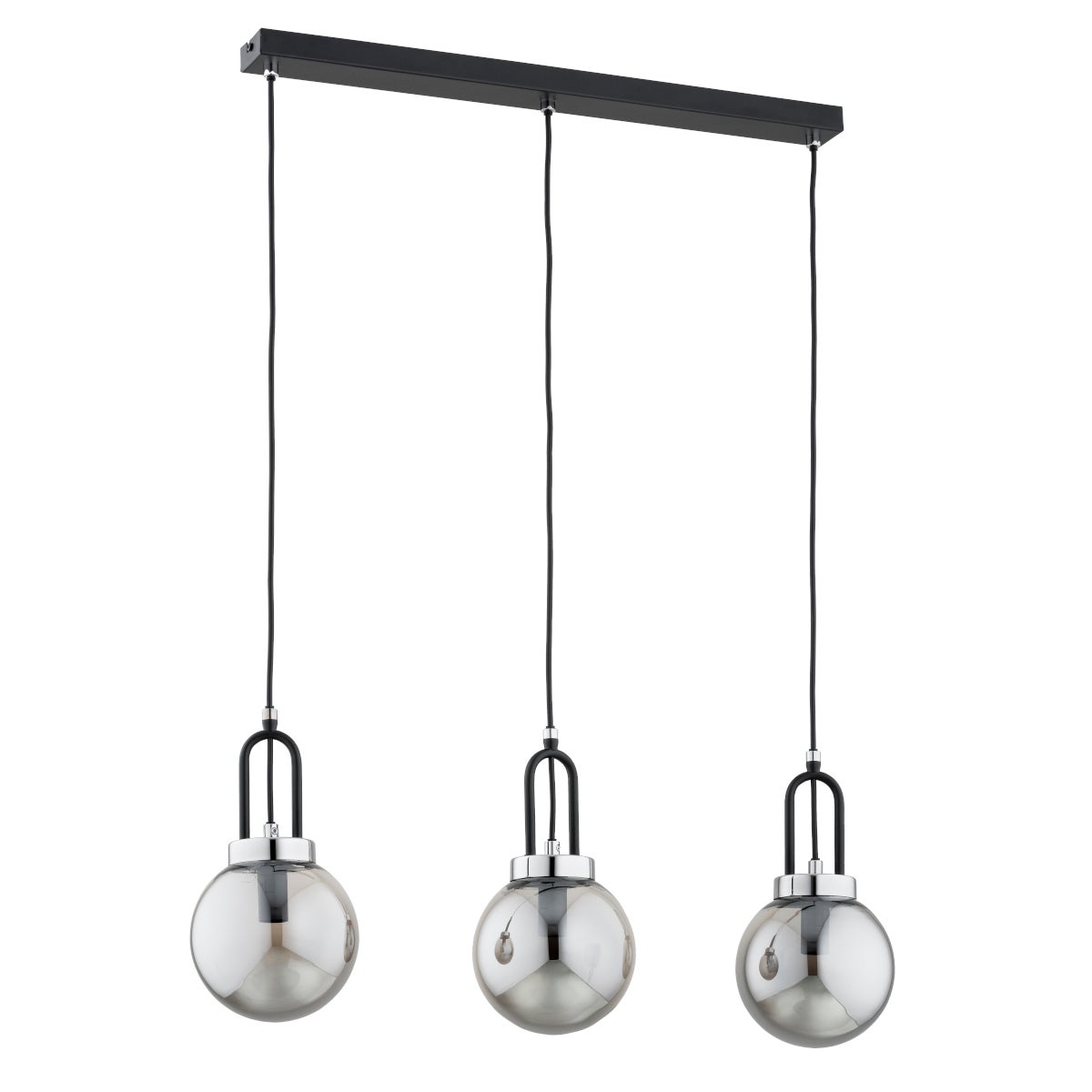 Lampa wisząca ATORI czarna-chromowana-dymiona 3 x E14 x 10W wym: 90 x 65 x 15 cm Alfa