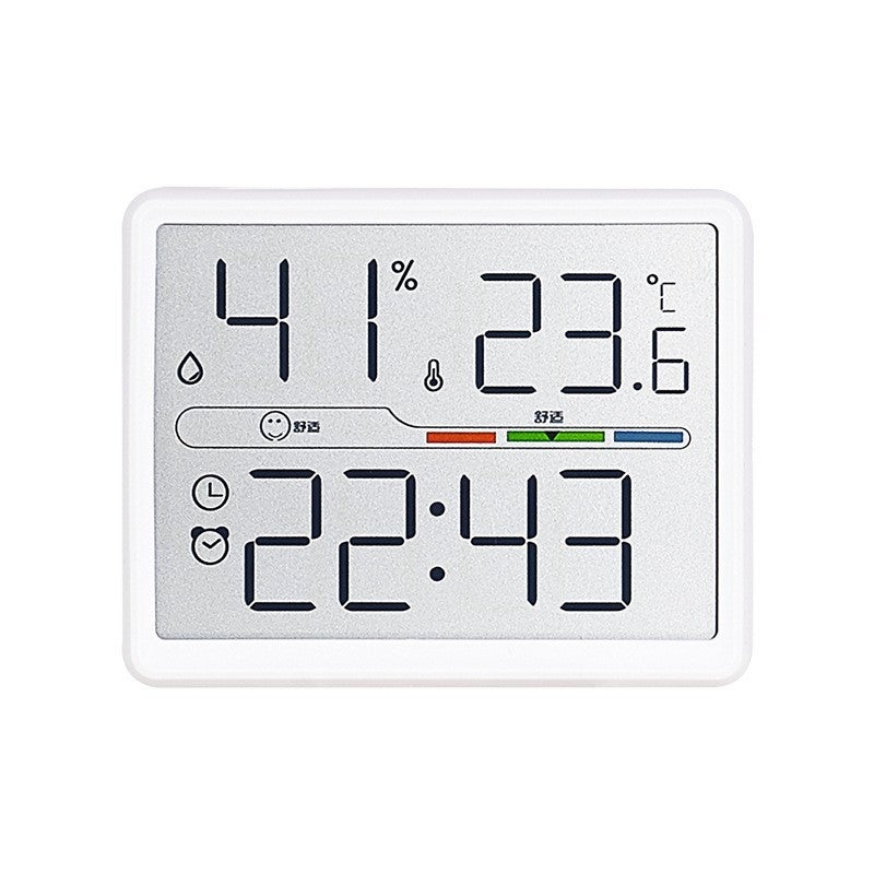 Smukły cyfrowy budzik LCD, montowany na ścianie, wielofunkcyjny z wyświetlaczem temperatury, wersja chińska 802, biały