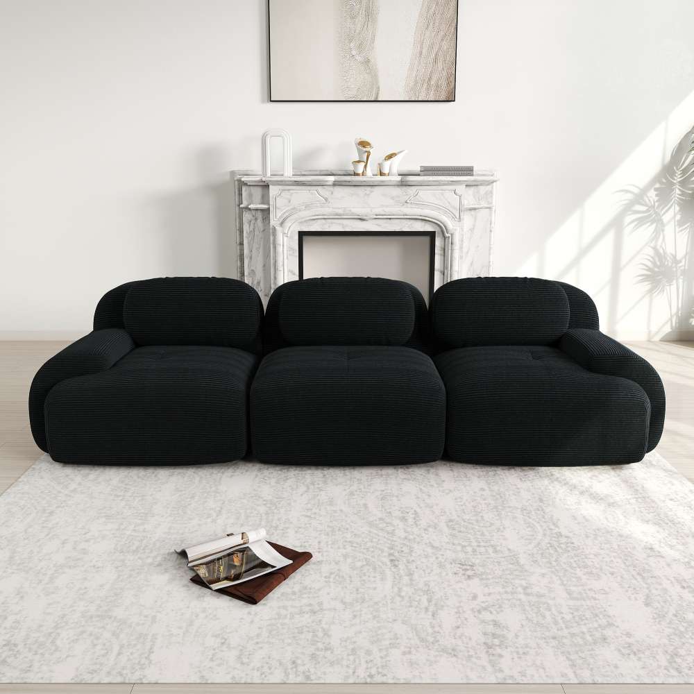 Modułowa sofa 3-osobowa z najwyższej jakości sztruksu, ergonomiczne podłokietniki, antypoślizgowa i nie wymagająca montażu