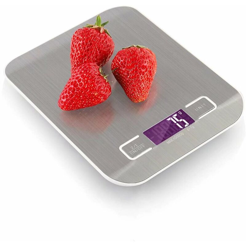 Elektroniczna waga kuchenna z ładowaniem USB, 10kg / 1g, cyfrowa waga kuchenna ze stali nierdzewnej z podświetlanym wyświetlaczem