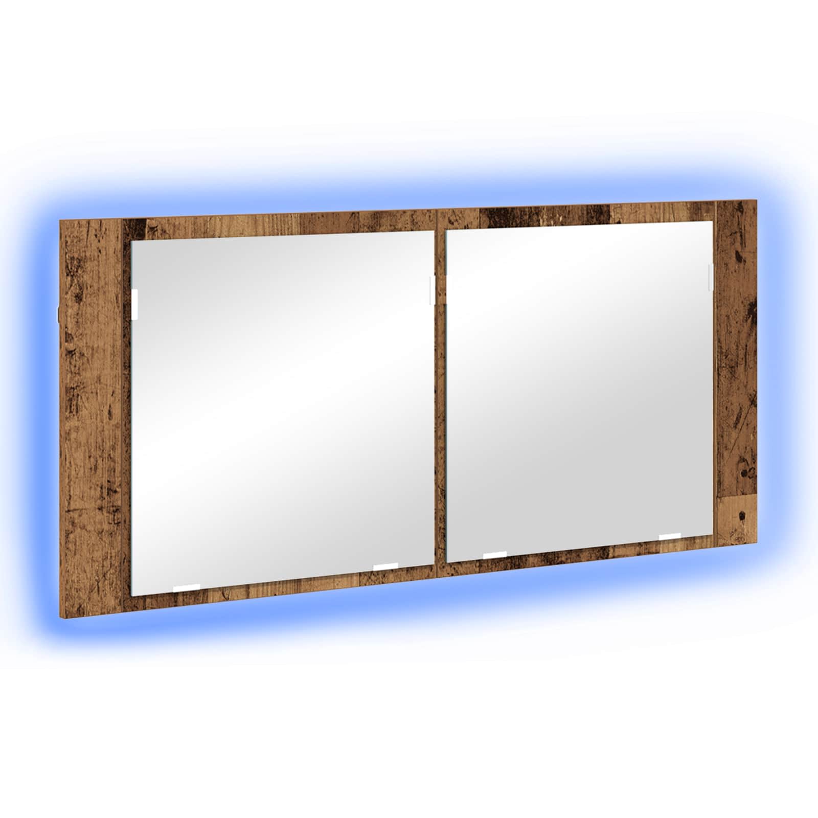 Lustro LED w szafce Stare drewno 100 x 12 x 45 cm