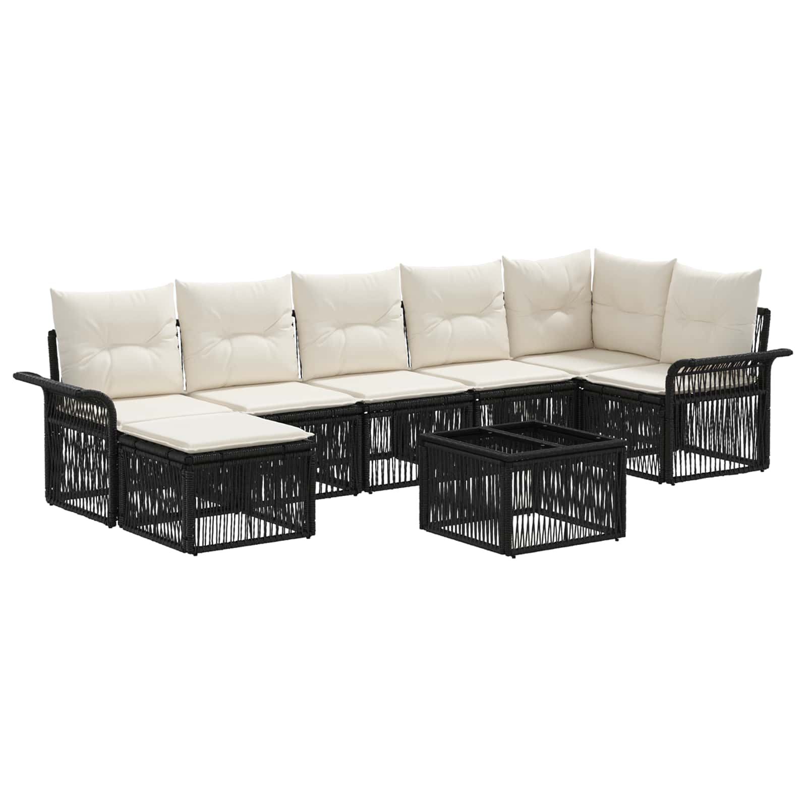 Zestaw Sof na Ogród 8 pcs Czarny polirattan vidaXL