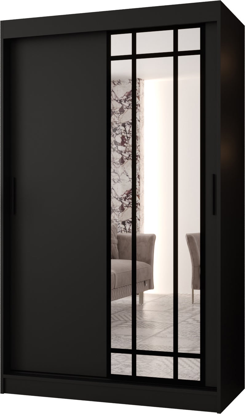 Szafa przesuwna z lustrem ALMERIA 120 x 62 x 200 czarny + u. czarny